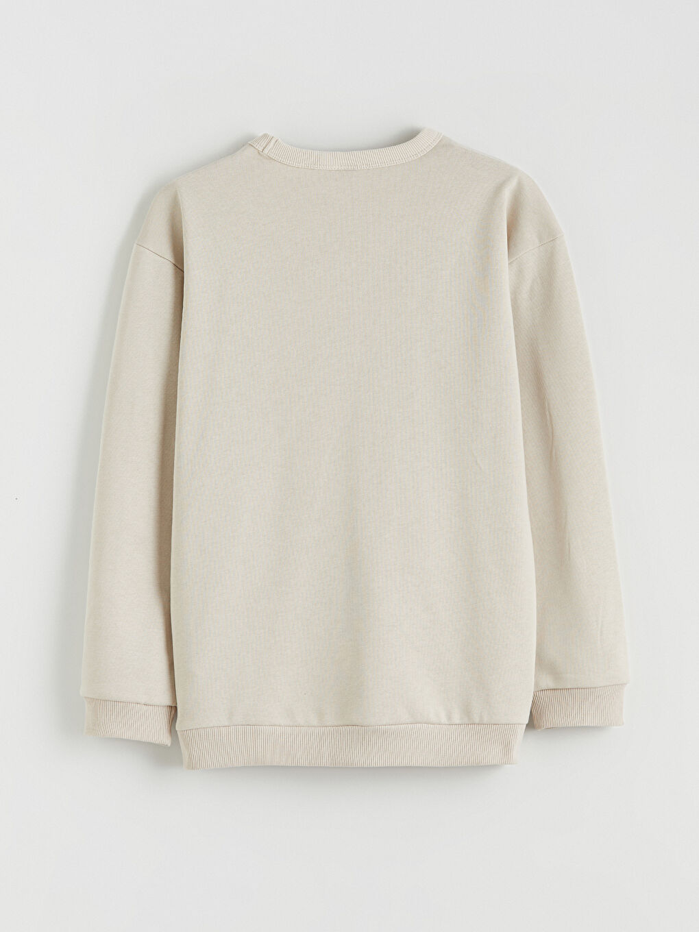 Bej Bisiklet Yaka Baskılı Erkek Çocuk Sweatshirt-1