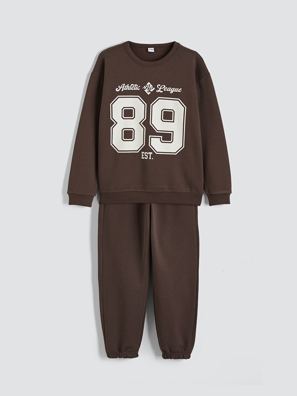 Kahverengi Bisiklet Yaka Erkek Çocuk Eşofman Takımı-2