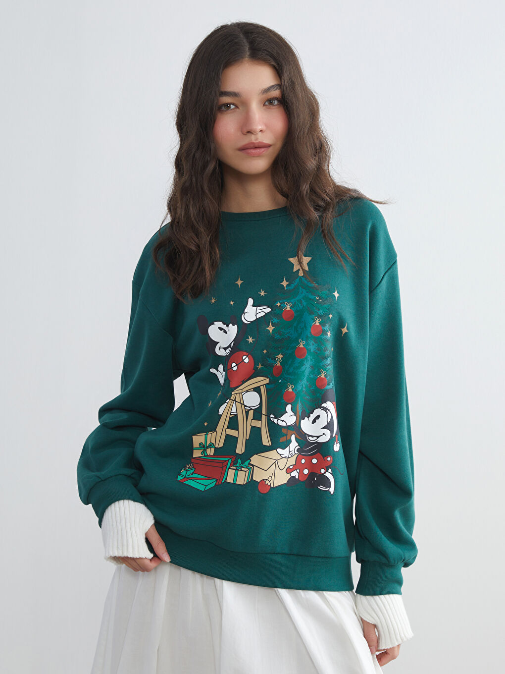 Mickey Mouse Printed Women's Thick Sweatshirt