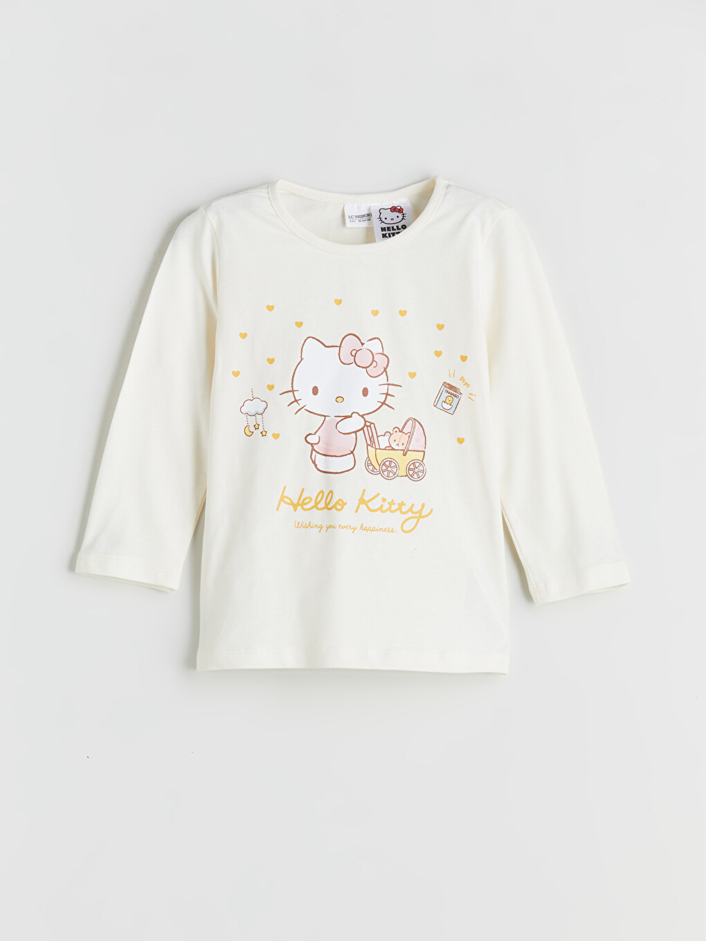 Bej Hello Kitty Baskılı Kız Çocuk Pijama Üstü