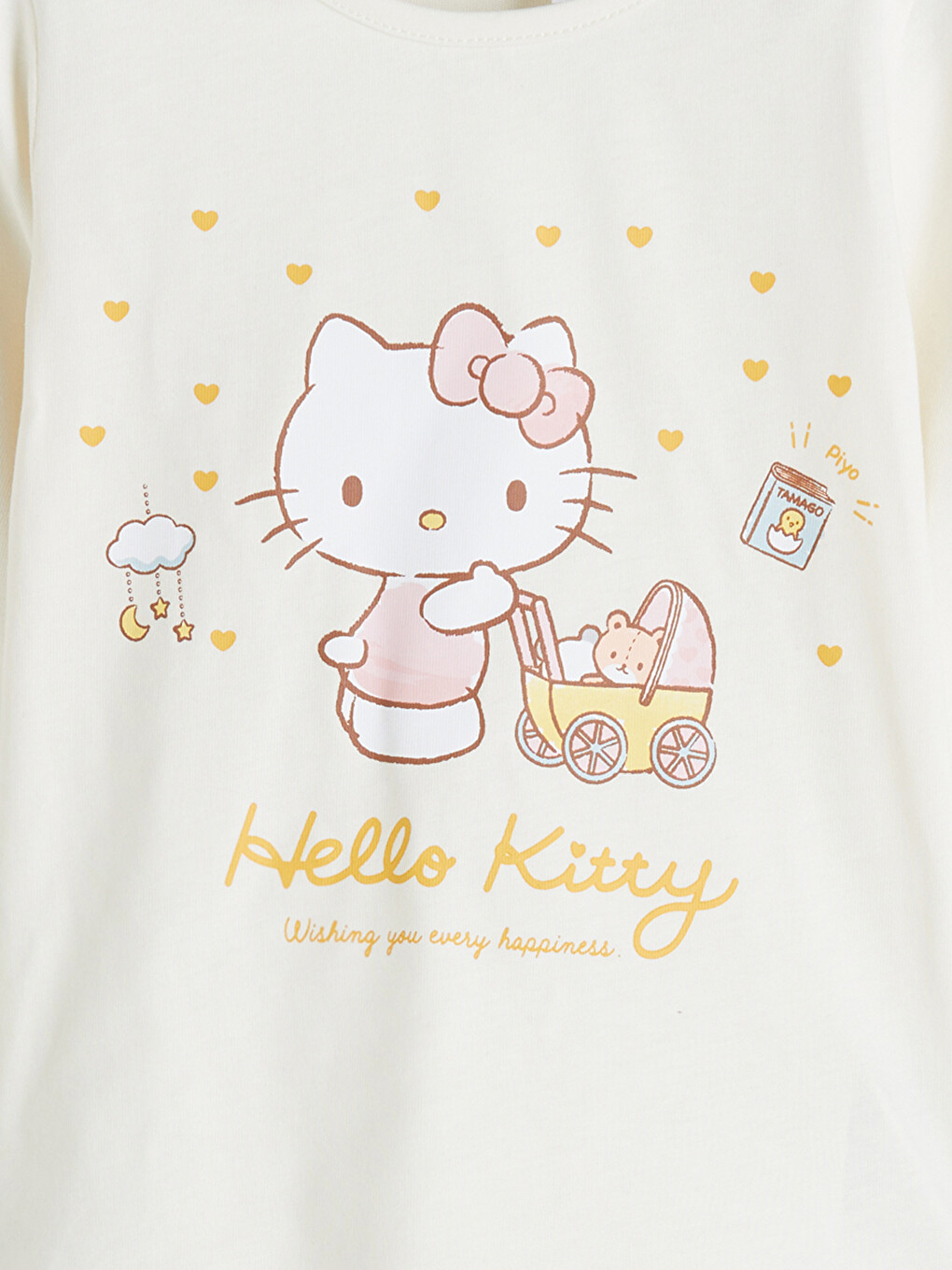 Bej Hello Kitty Baskılı Kız Çocuk Pijama Üstü-2