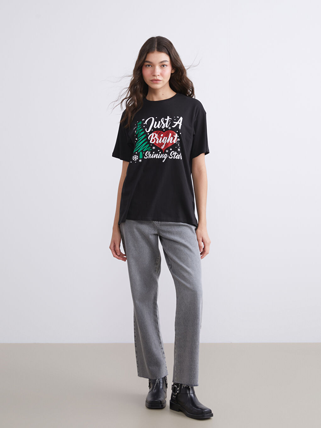 Crew Neck Printed Women's T-Shirt-1