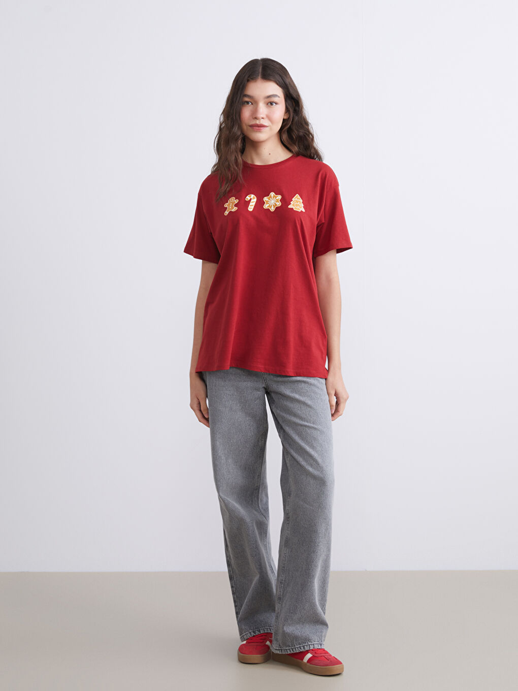 Crew Neck Christmas-Themed Women's T-Shirt-1