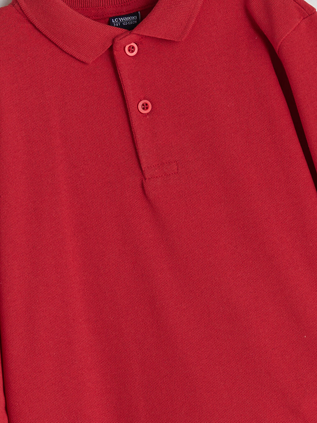 Kırmızı Polo Yaka Erkek Çocuk Tişört-1