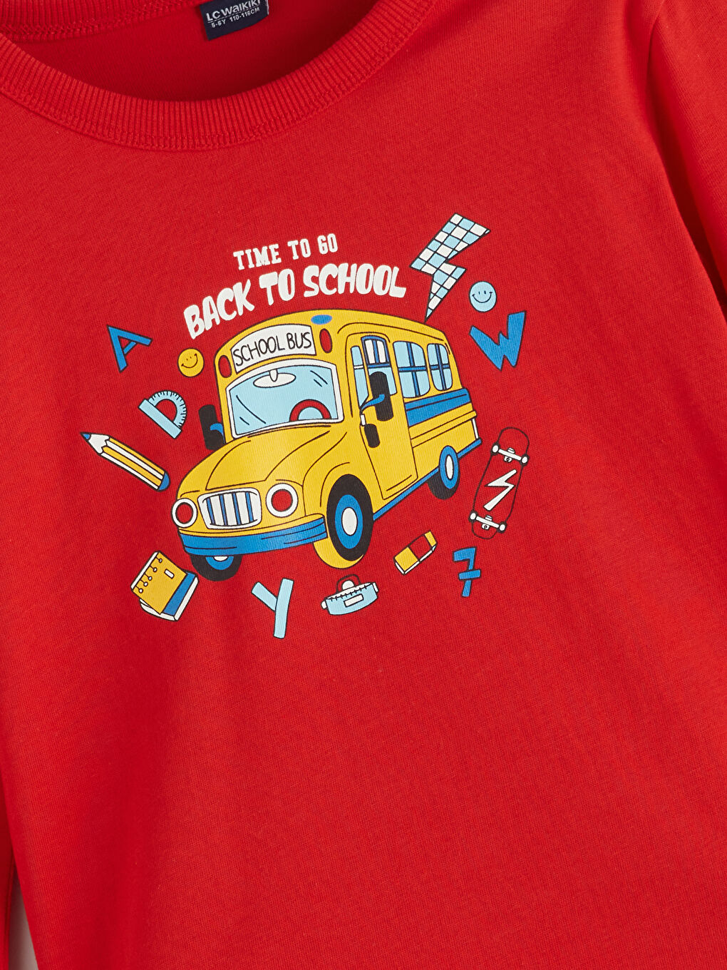 Kırmızı Bisiklet Yaka Baskılı Erkek Çocuk Tişört-1