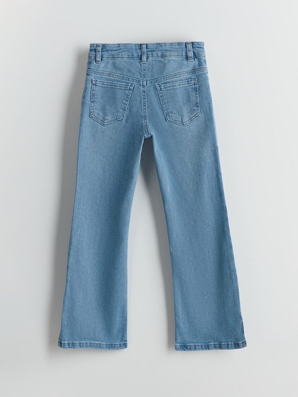 İndigo İspanyol Paça Taşlı Kız Çocuk Jean Pantolon-1