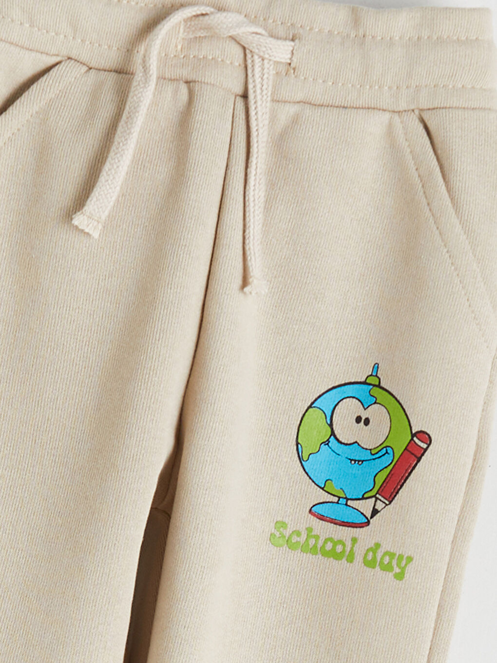 Bej Beli Lastikli Erkek Çocuk Jogger  Eşofman Altı-2
