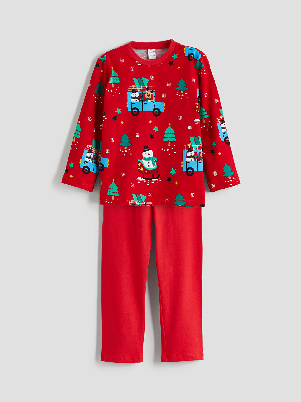 Bej Bisiklet Yaka Uzun Kollu Erkek Bebek Pijama Takımı