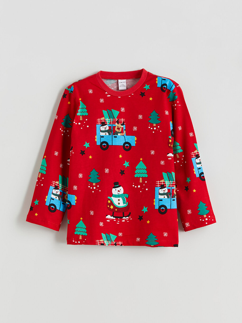 Bej Bisiklet Yaka Uzun Kollu Erkek Bebek Pijama Takımı-1