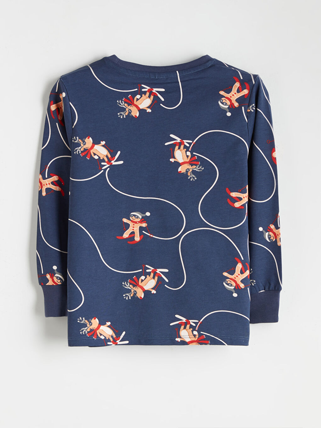 Lacivert Yılbaşı Temalı Erkek Çocuk Pijama Üst-1