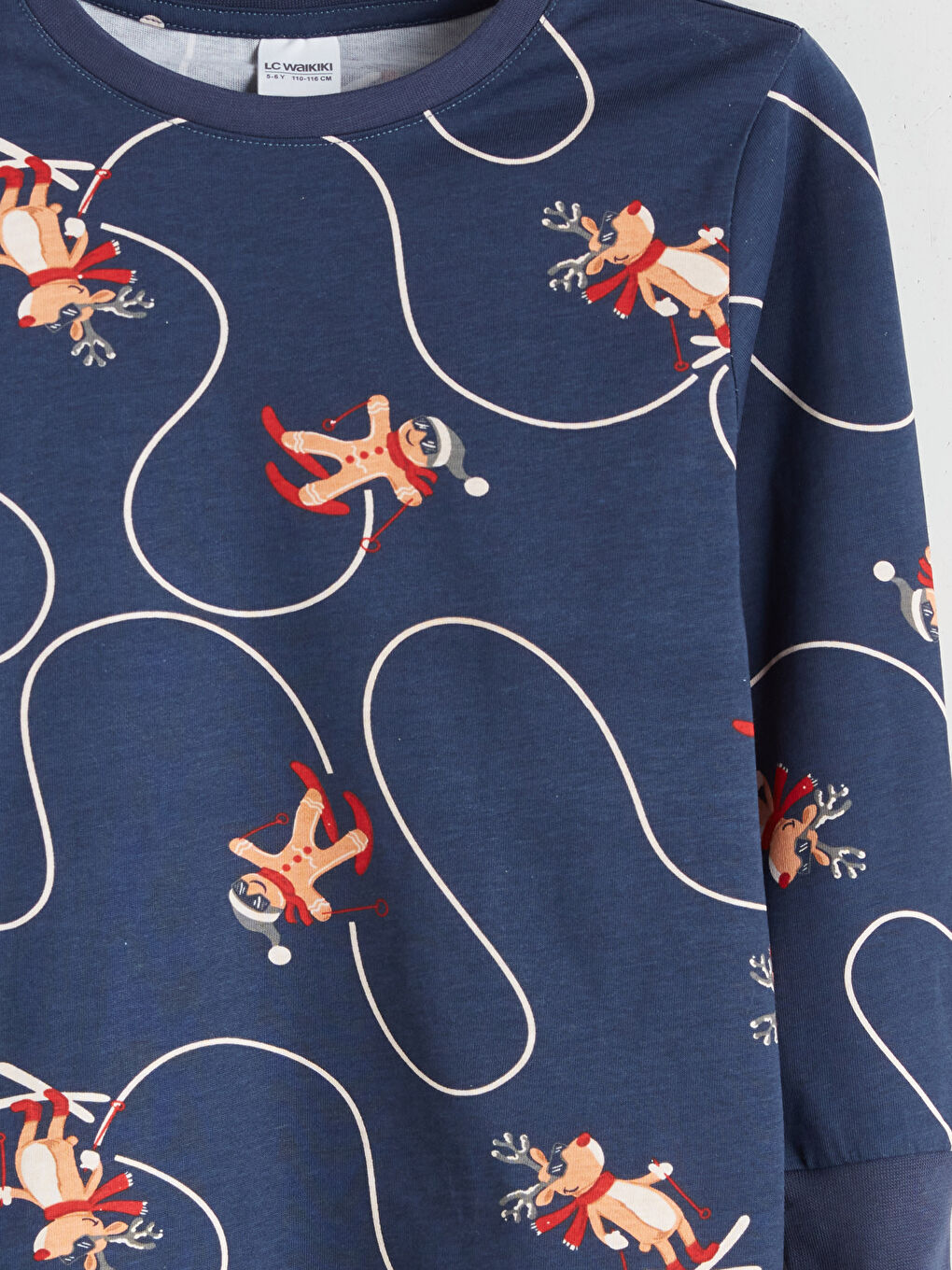 Lacivert Yılbaşı Temalı Erkek Çocuk Pijama Üst-2