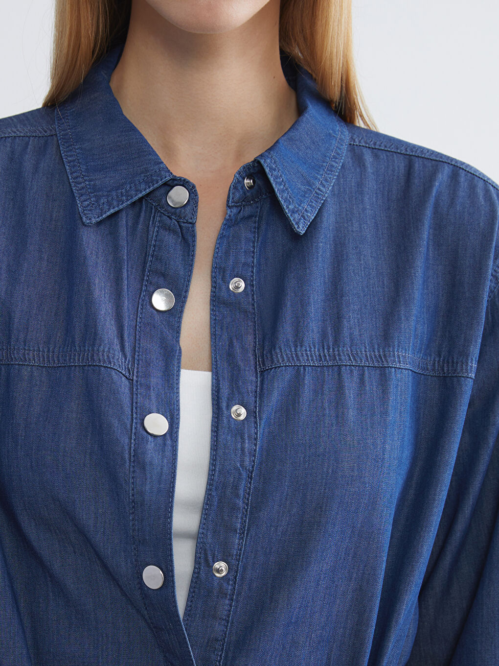 LCW Grace Collared Neck Women's Denim Tunic -W5FJ70Z8-563