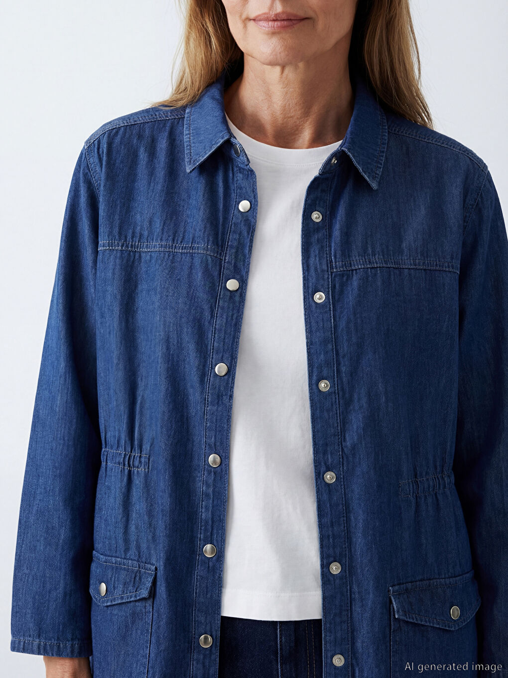 Collared Neck Women's Denim Tunic-8