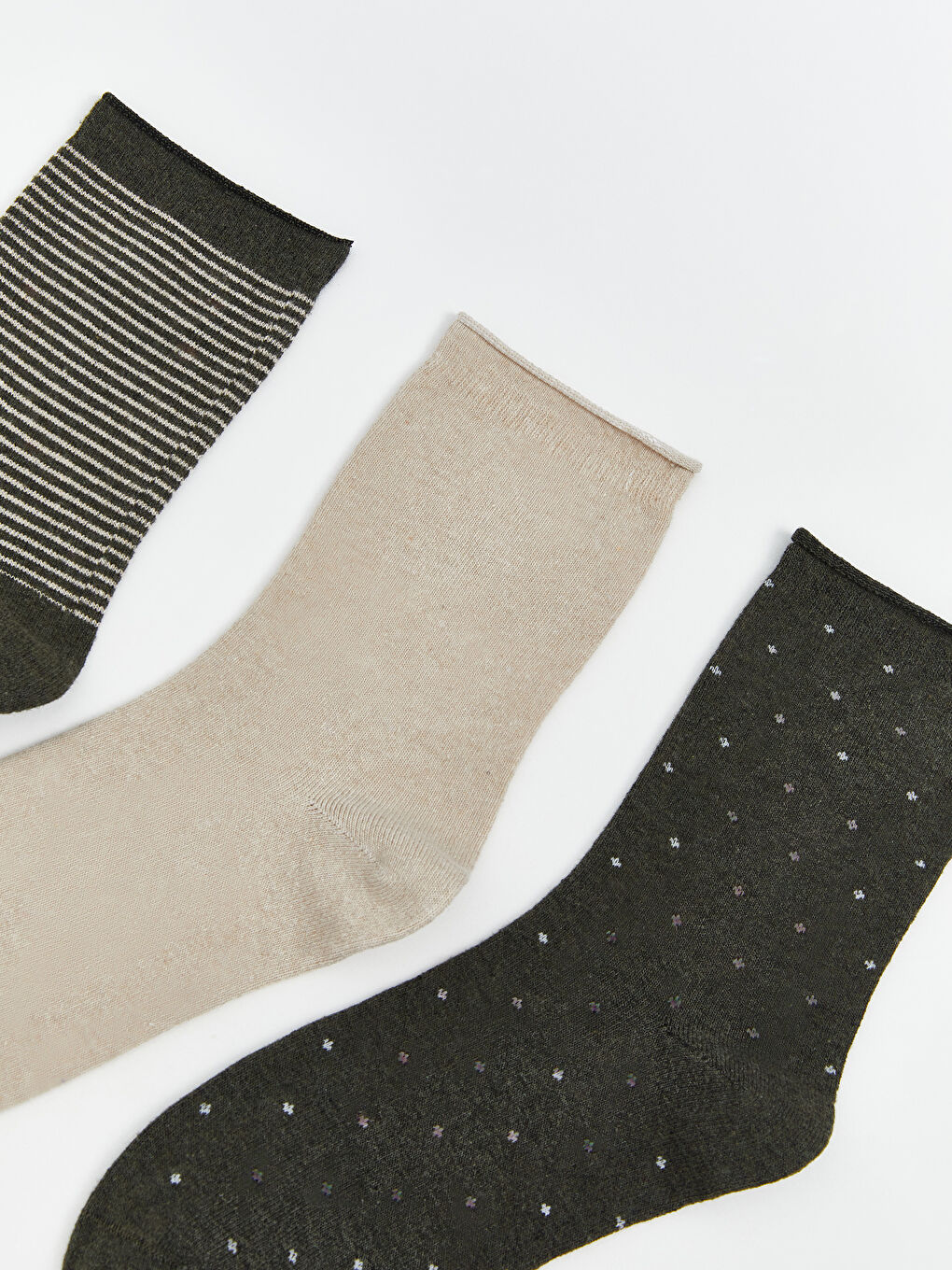 Haki Desenli Kadın Soket Çorap 3'lü-1