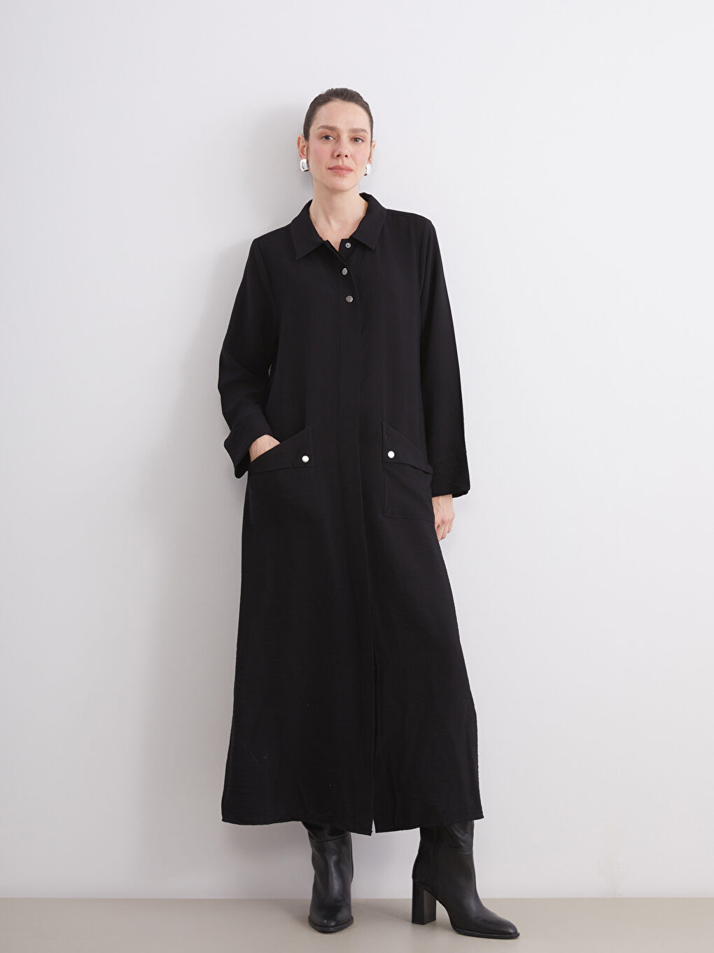 LCW Grace Collared Neck Women's Abaya -W5FJ84Z8-CVL