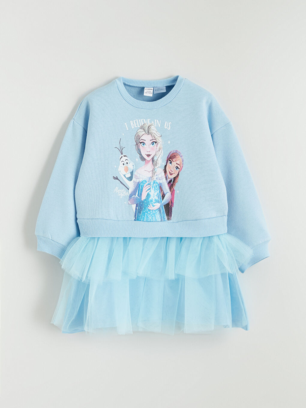 فستان للبنات مطبوع بإلسا بياقة دائرية