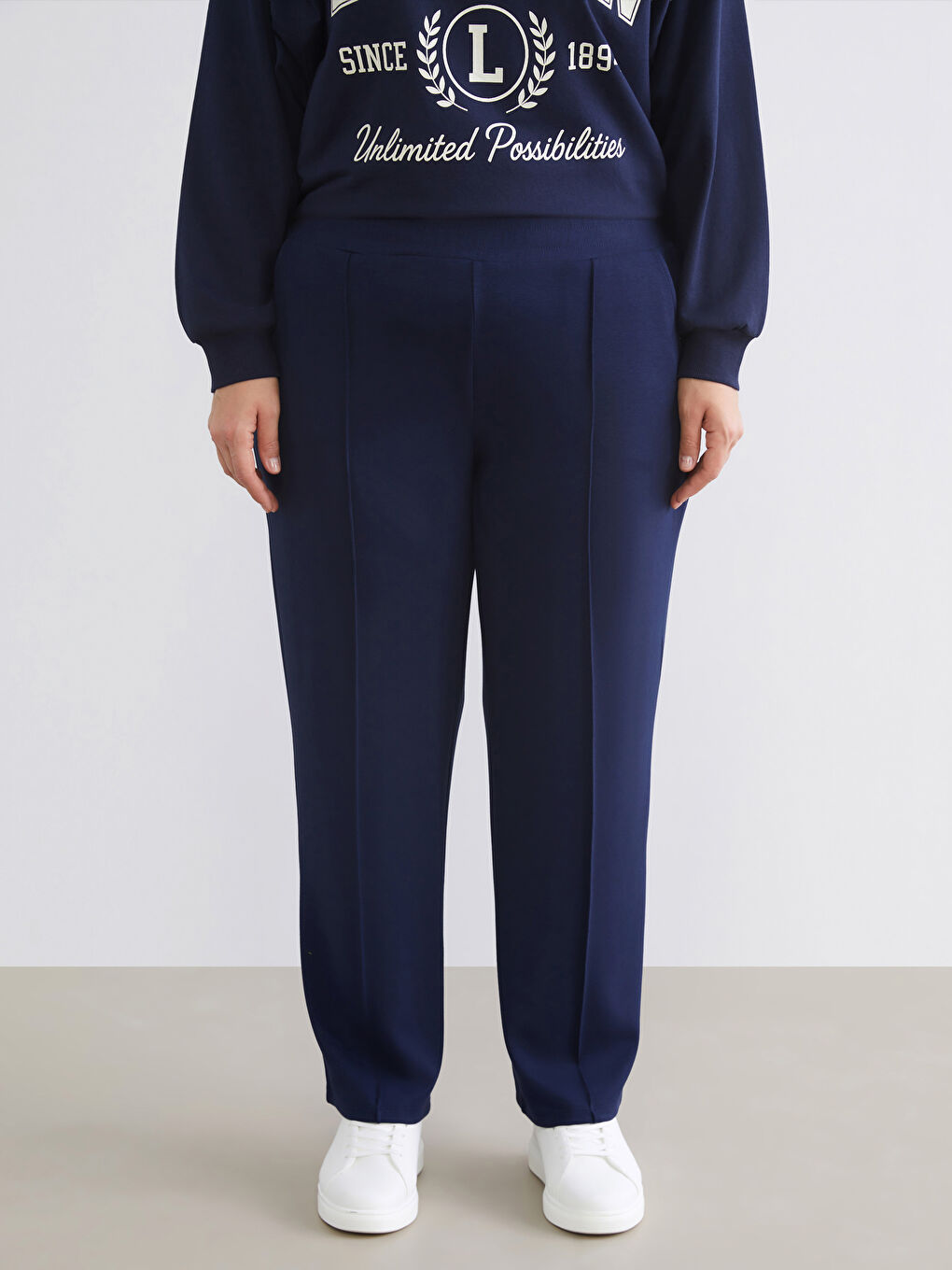 Lacivert Beli Lastikli Kadın Eşofman Altı-5