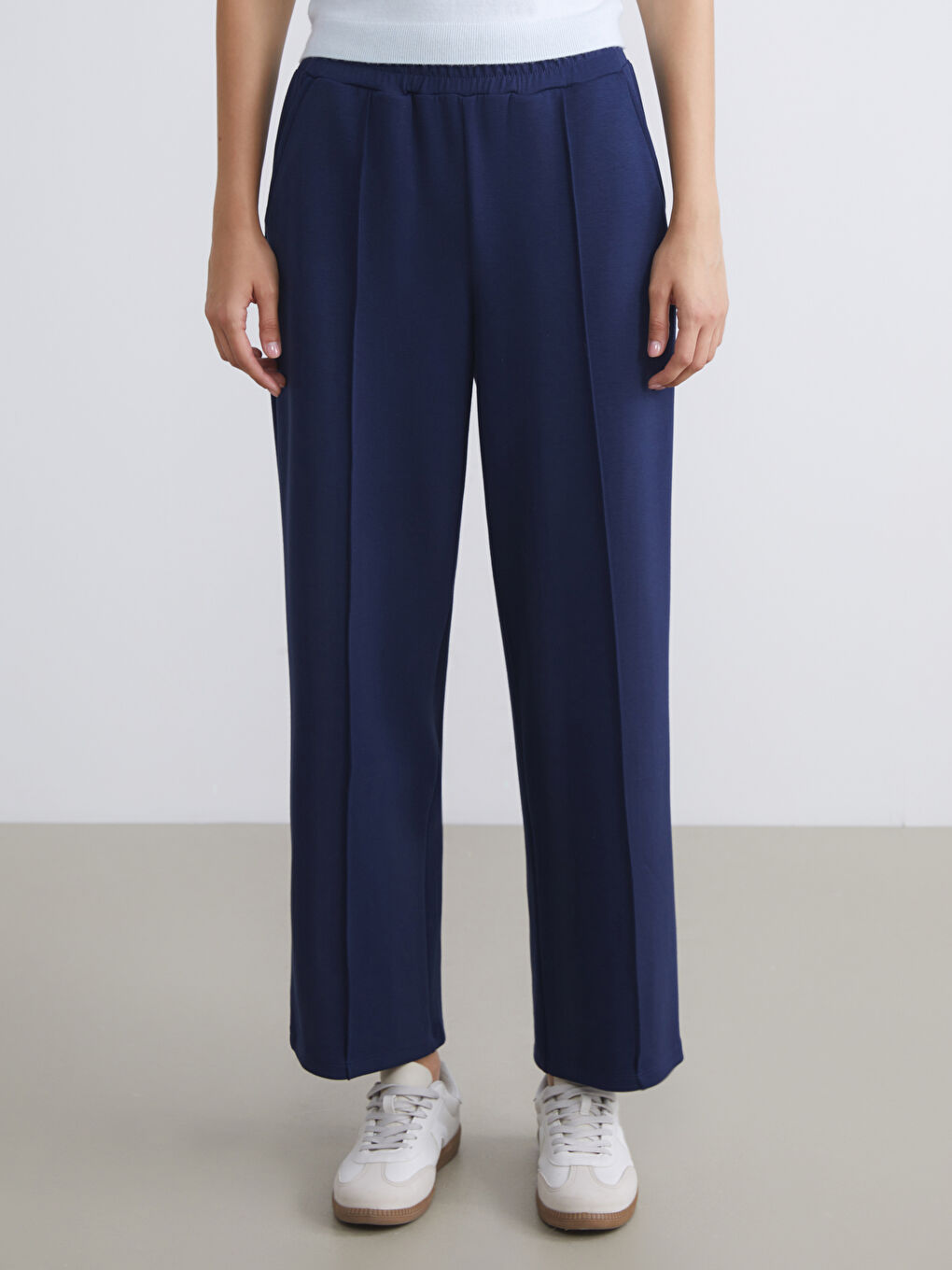 Lacivert Beli Lastikli Kadın Eşofman Altı-2