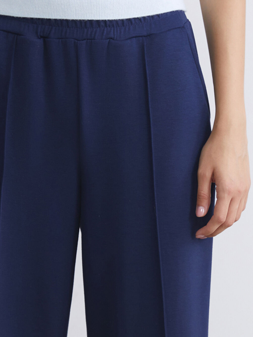 Lacivert Beli Lastikli Kadın Eşofman Altı-3