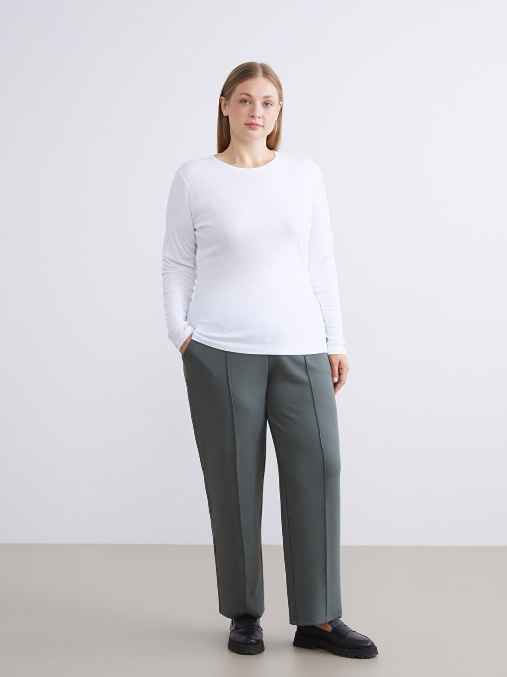 Yeşil Beli Lastikli Kadın Eşofman Altı-1