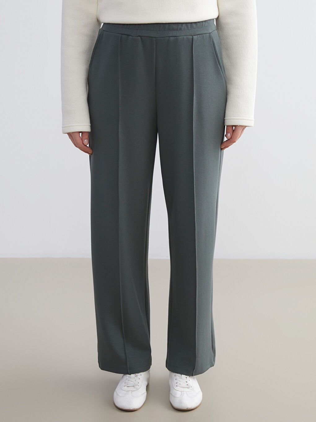 Yeşil Beli Lastikli Kadın Eşofman Altı-2