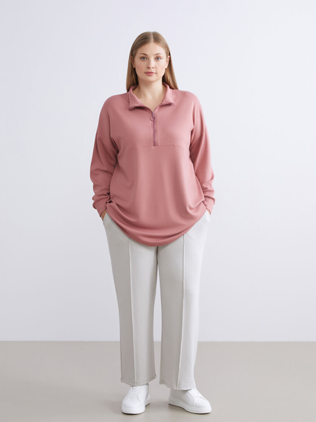 Gri Beli Lastikli Kadın Eşofman Altı-1