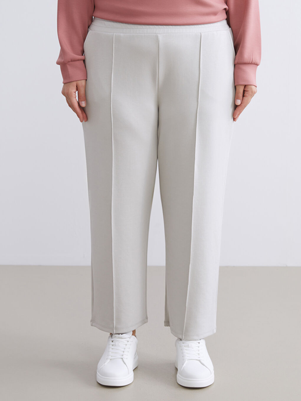 Gri Beli Lastikli Kadın Eşofman Altı-5