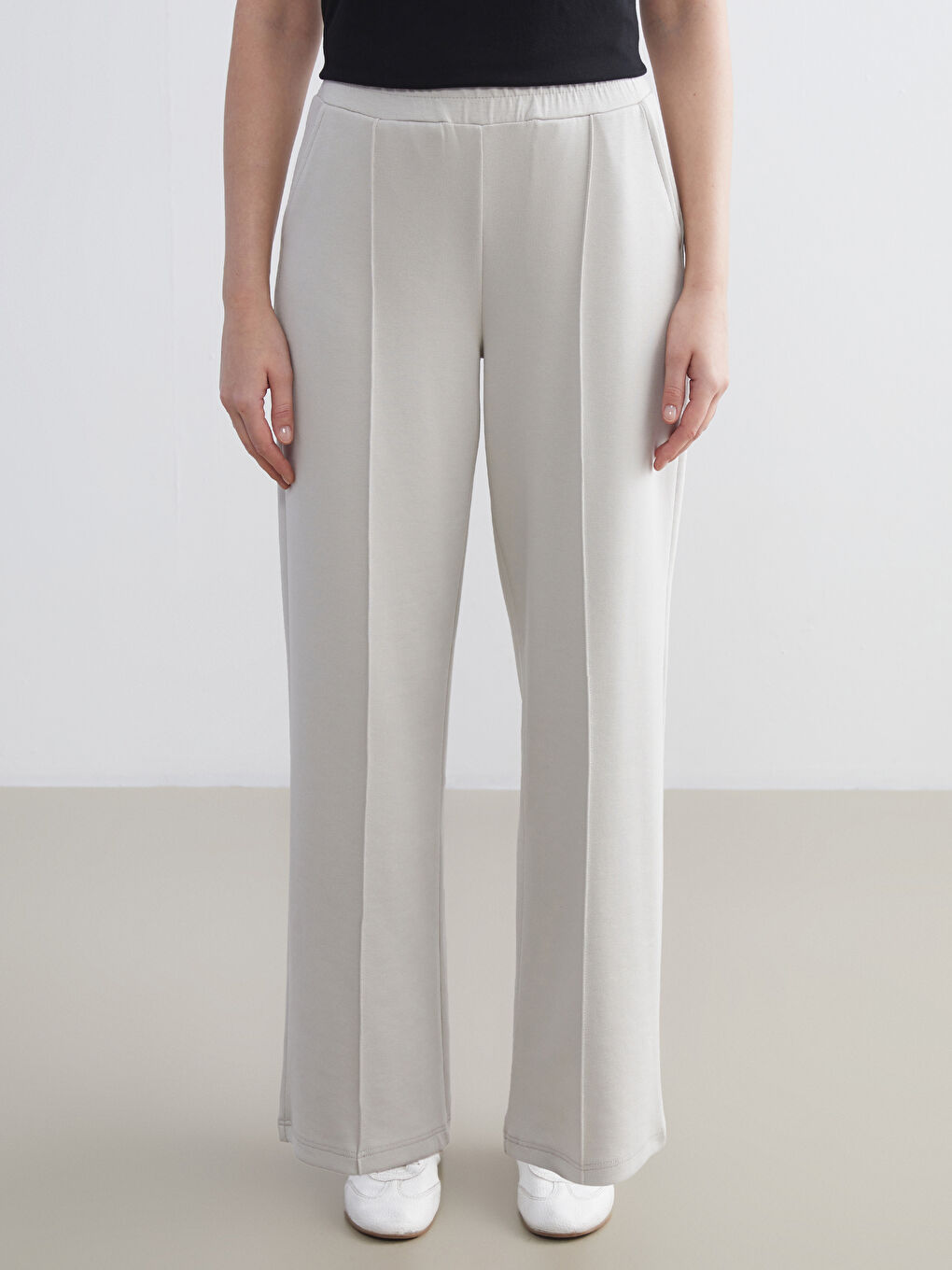 Gri Beli Lastikli Kadın Eşofman Altı-2