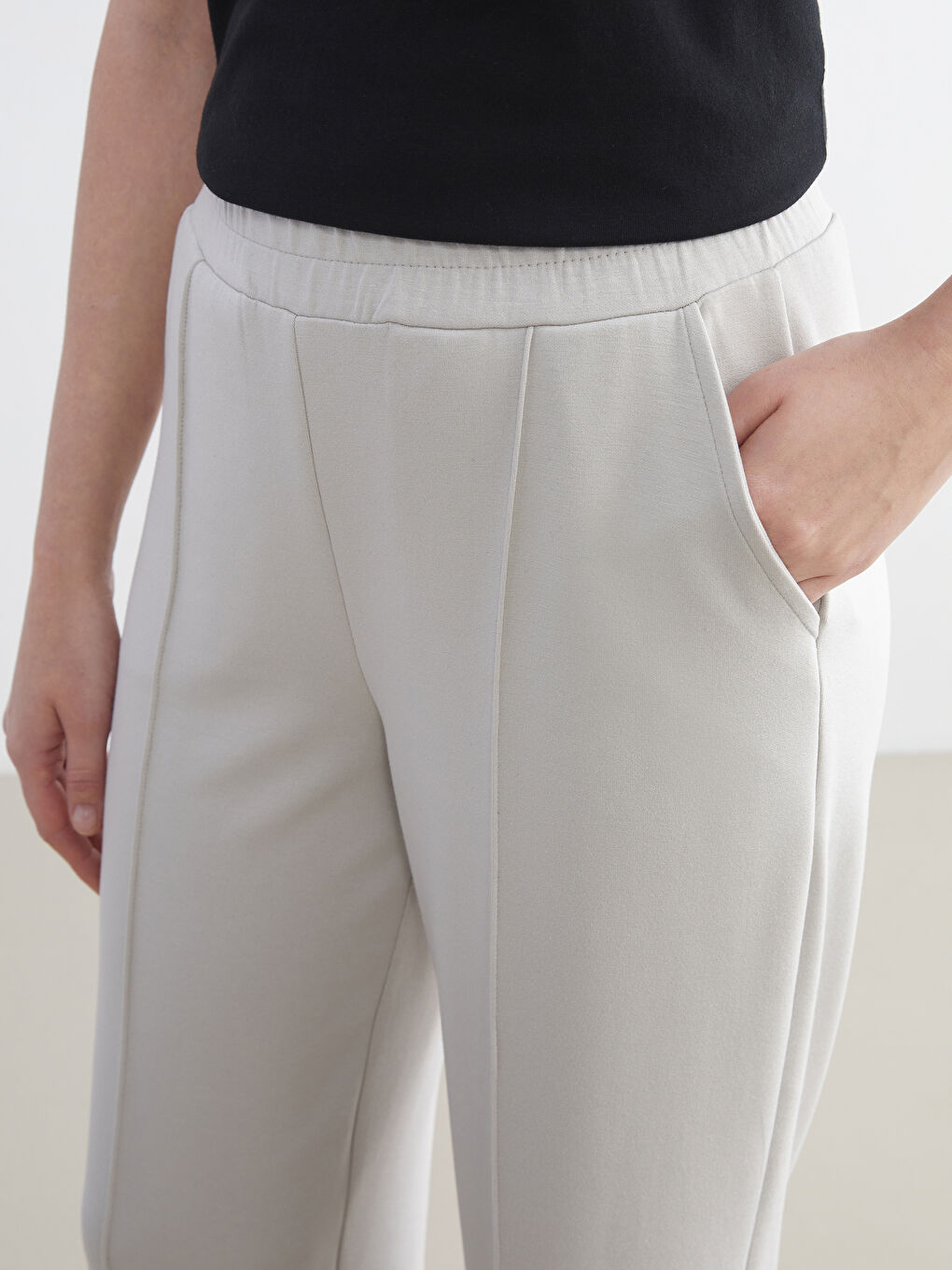 Gri Beli Lastikli Kadın Eşofman Altı-3