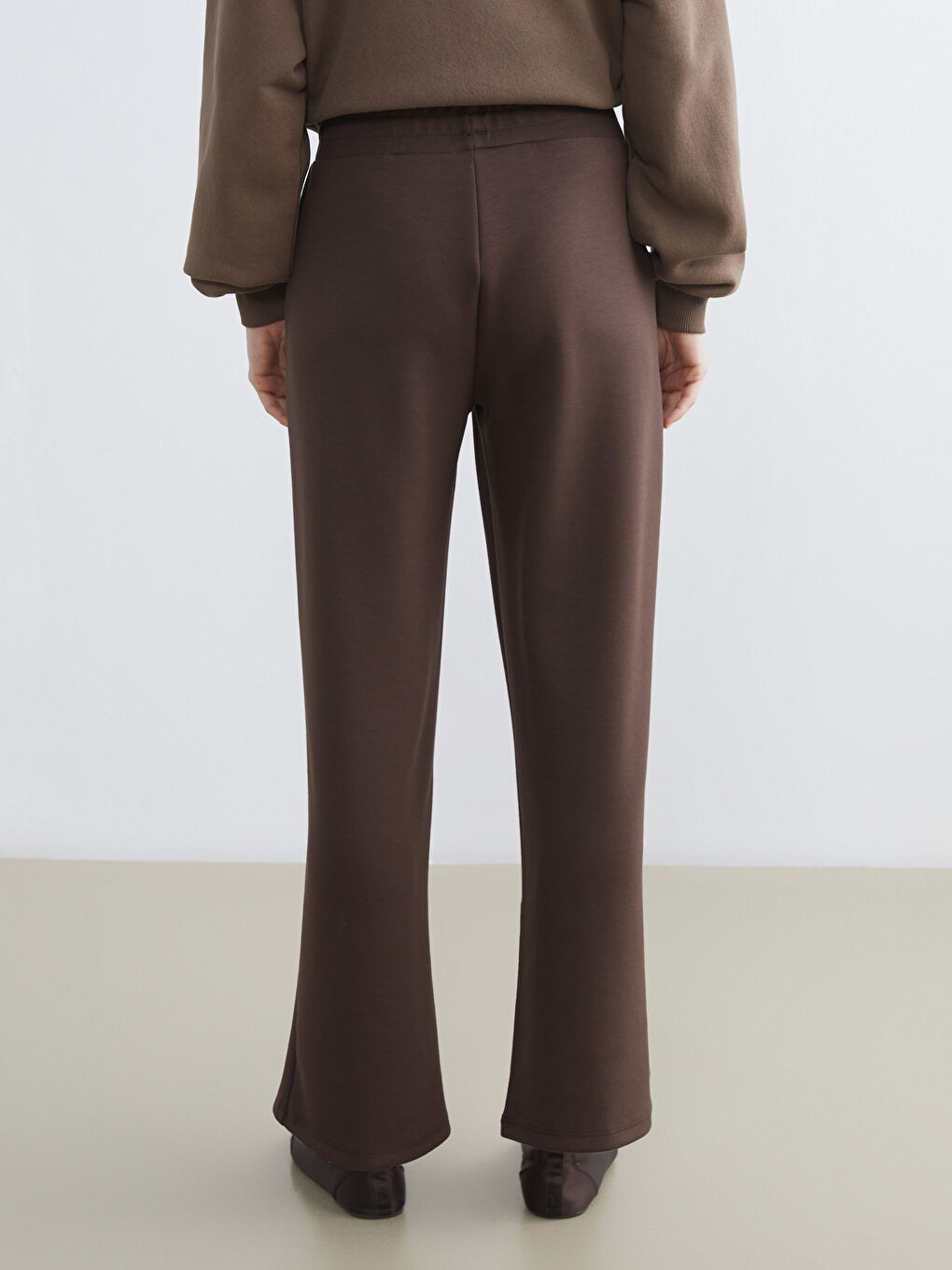 Kahverengi Beli Lastikli Kadın Eşofman Altı-3