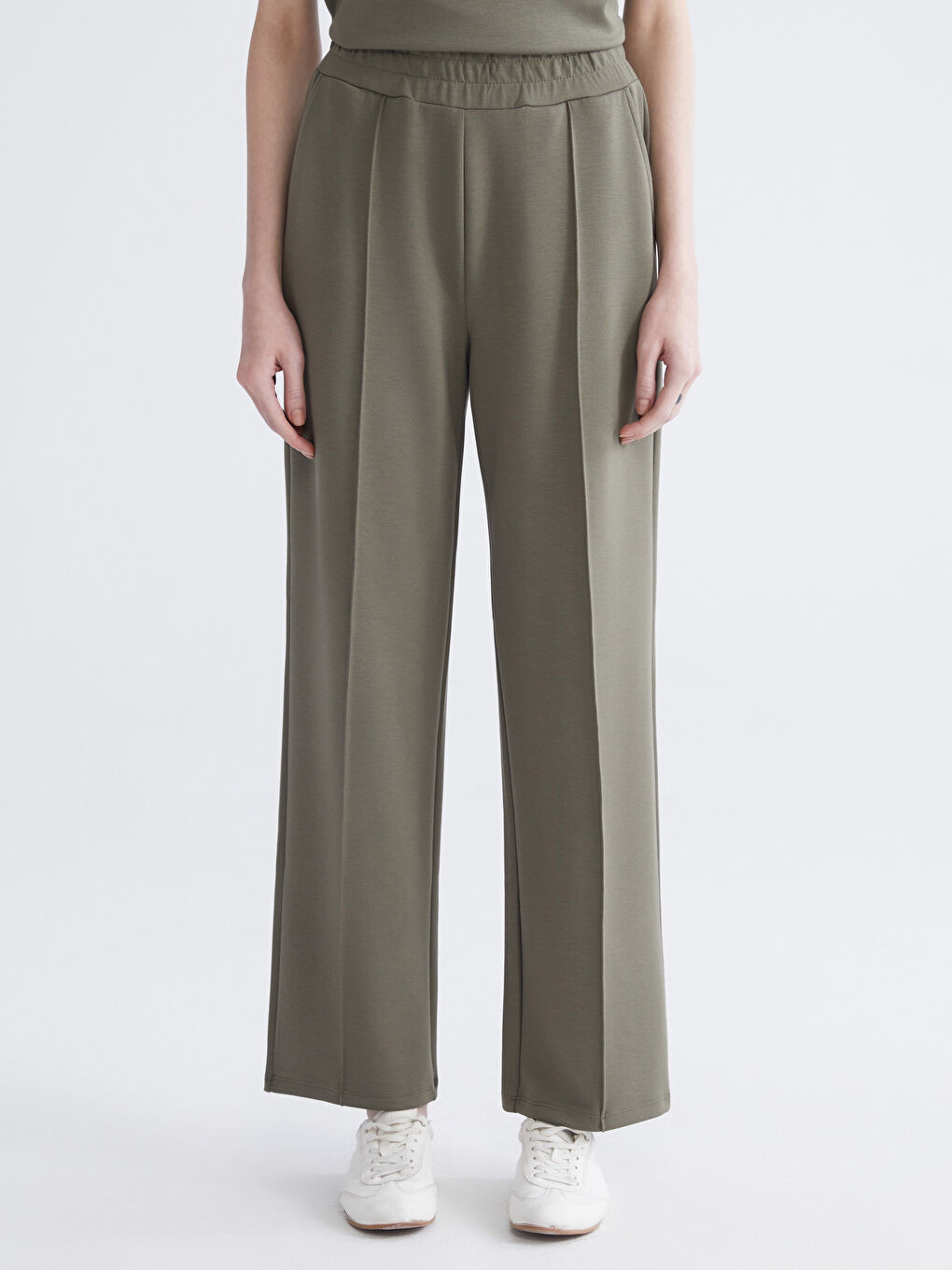 Haki Beli Lastikli Kadın Eşofman Altı-2