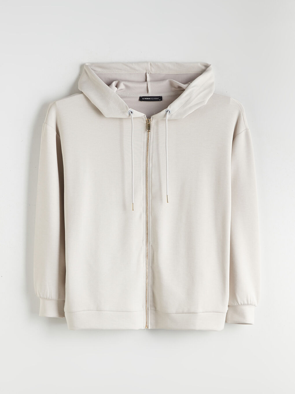 Gri Kapüşonlu Oversize Kadın Fermuarlı Sweatshirt-4