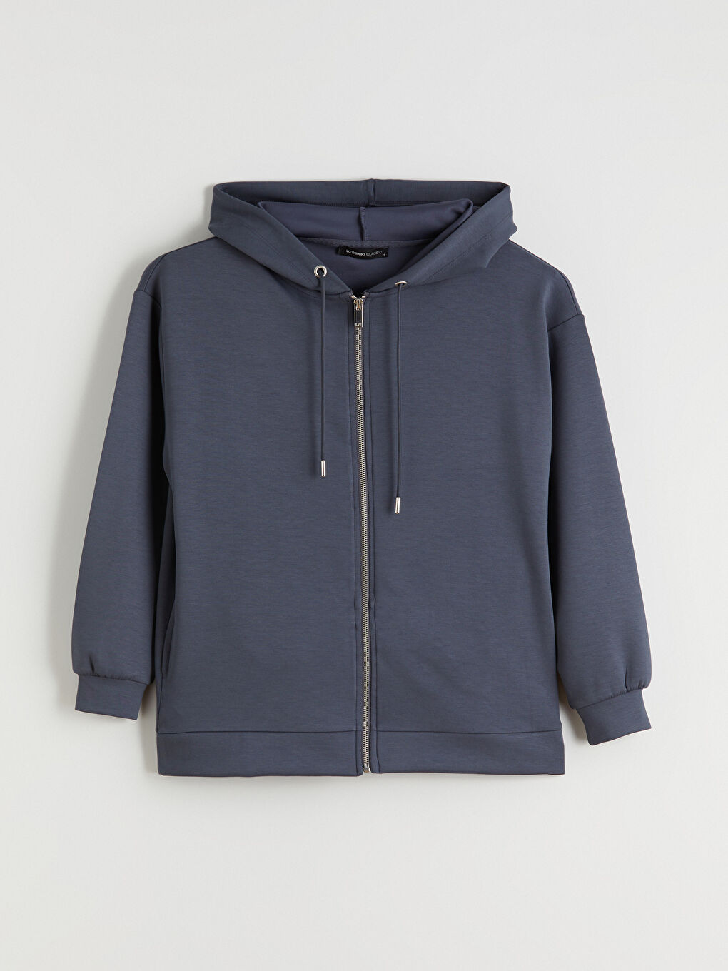 Antrasit Kapüşonlu Oversize Kadın Fermuarlı Sweatshirt-6