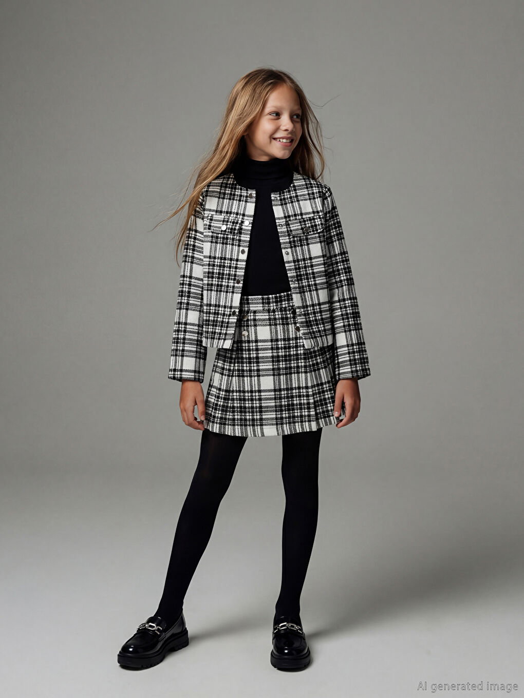 Girls' Elastic Waist Tweed Skort