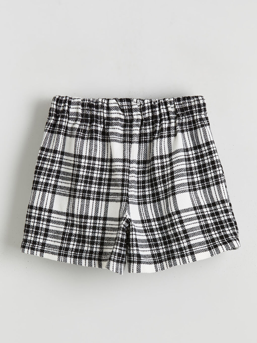 Ekru Beli Lastikli Kız Çocuk Tüvit Şort Etek-1