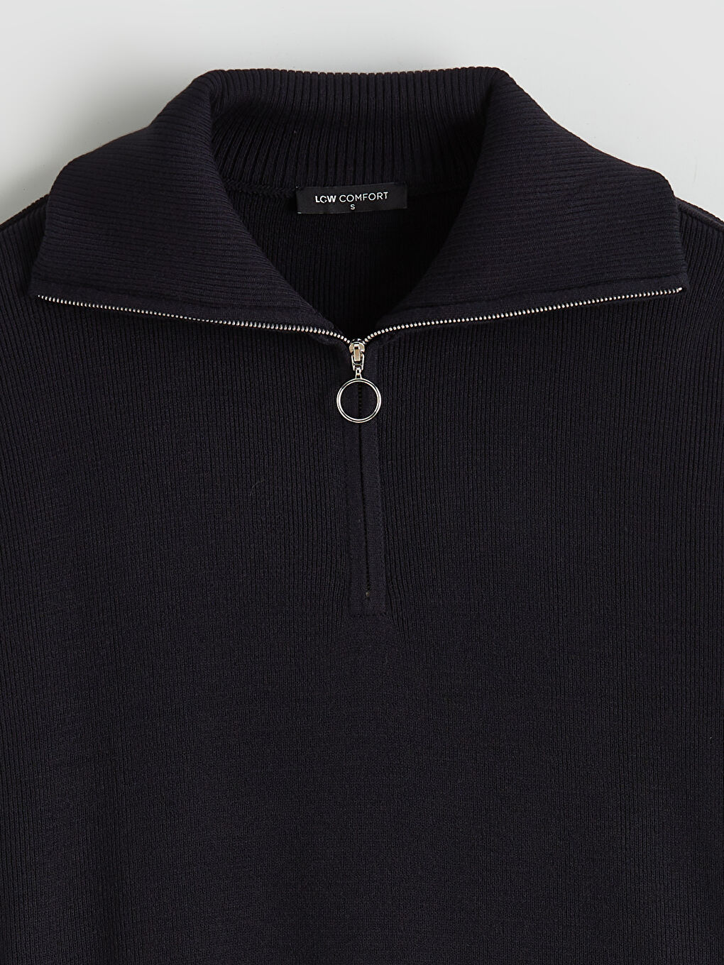 Lacivert Dik Yaka Kadın Triko Kazak-5