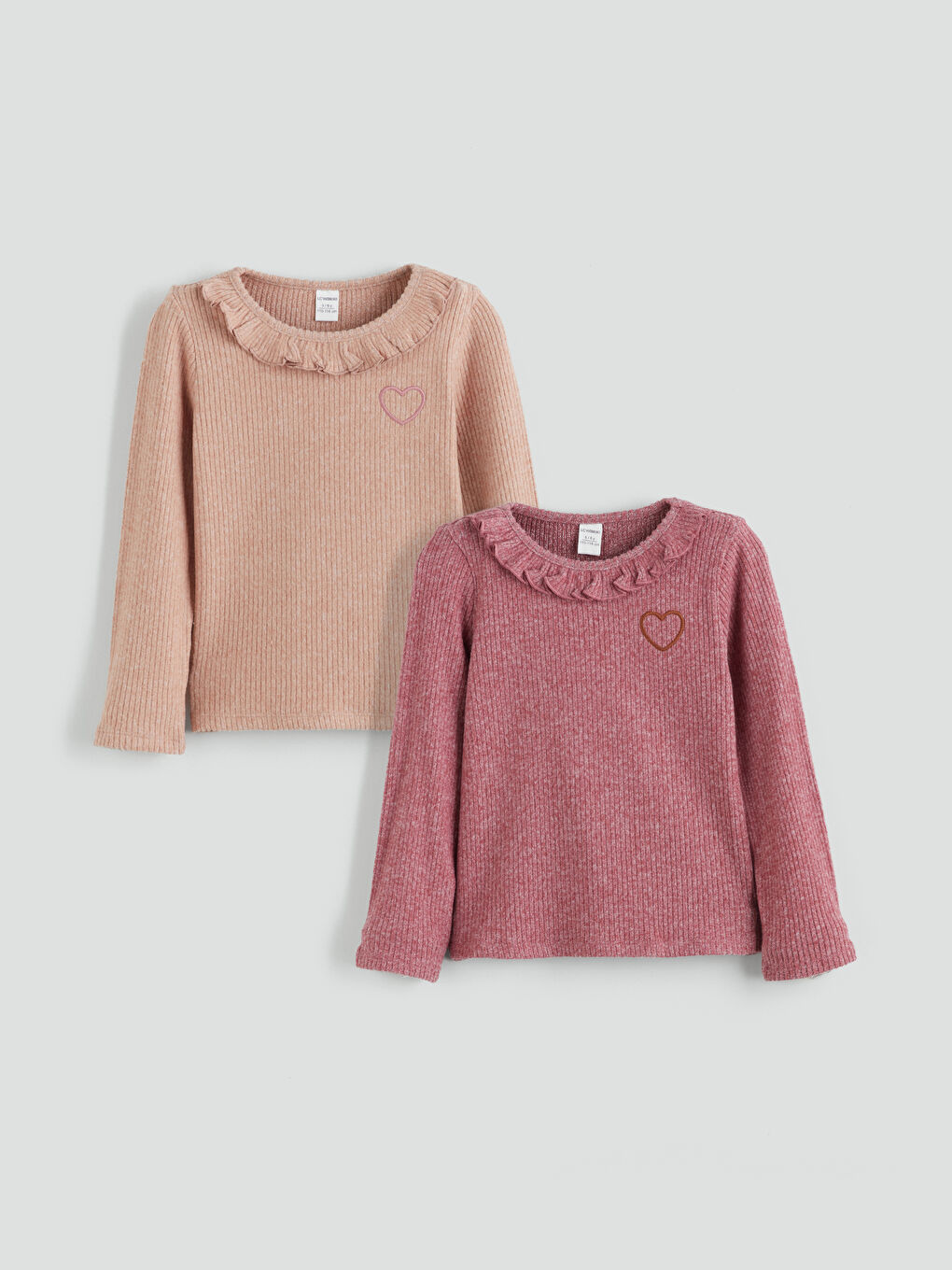 Crew Neck Long Sleeve Girls' T-Shirt 2-Pack