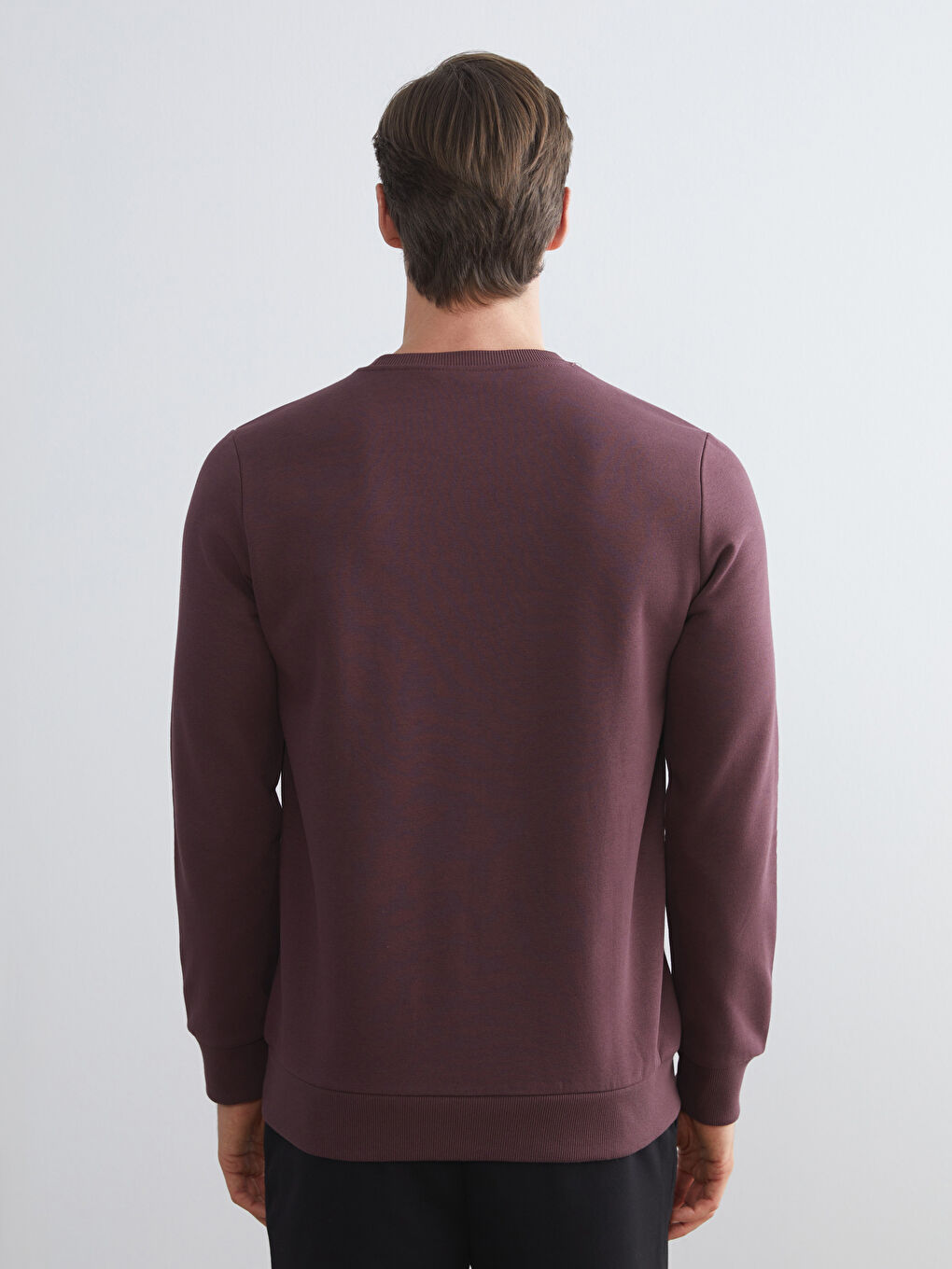 Mürdüm Bisiklet Yaka Baskılı Erkek Sweatshirt-3