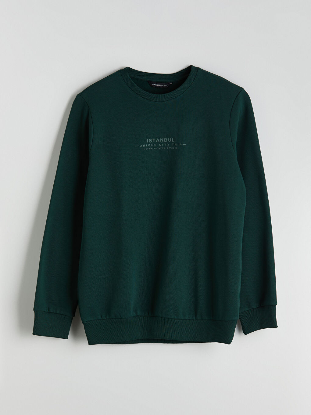 Yeşil Bisiklet Yaka Baskılı Erkek Sweatshirt-4