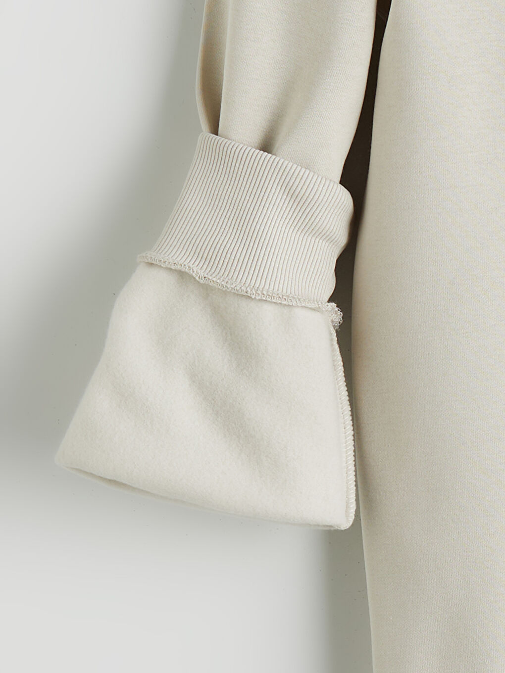 Bej Bisiklet Yaka Baskılı Erkek Kalın  Sweatshirt-5