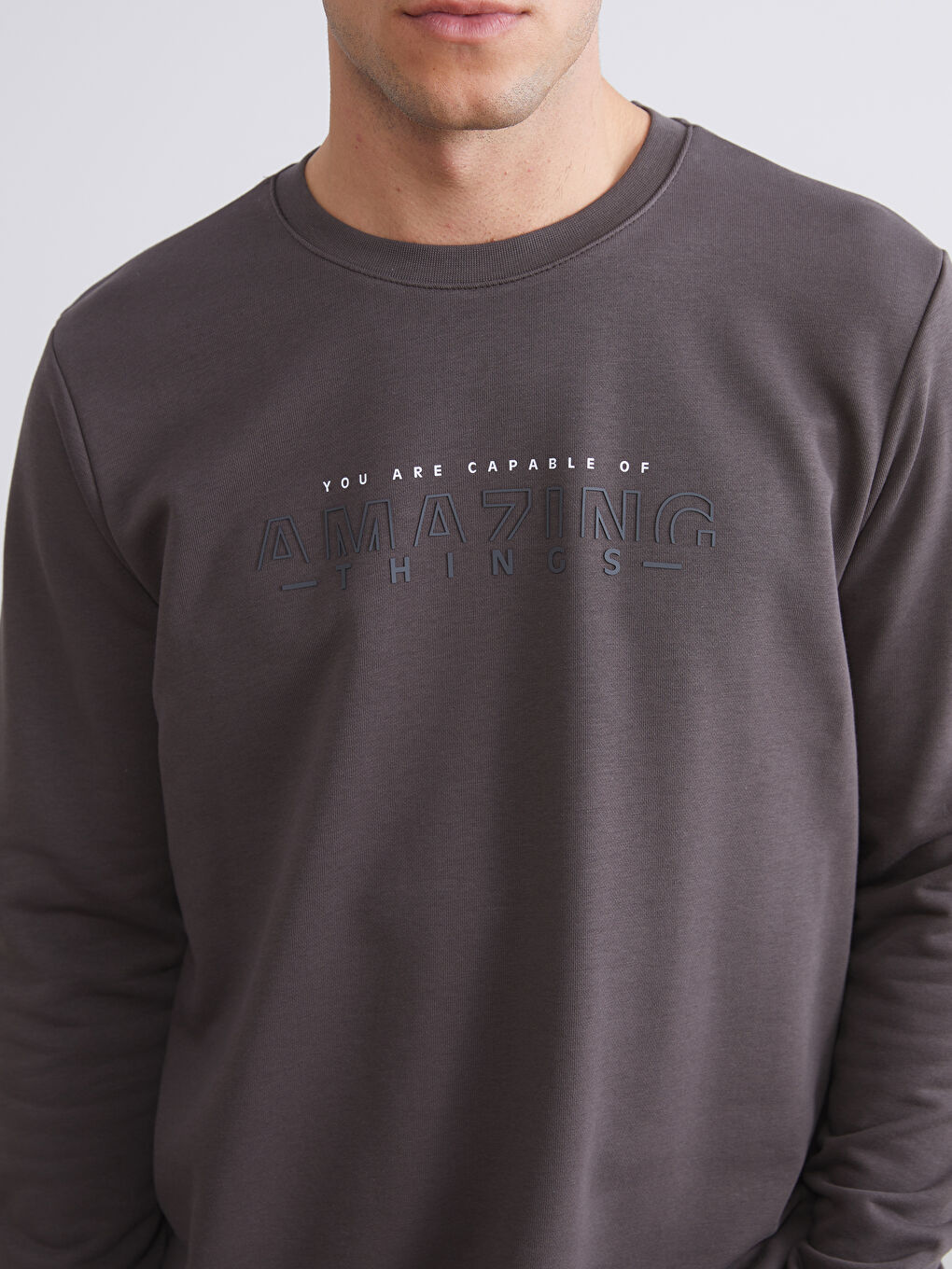 Crew Neck Printed Men's Thick Sweatshirt-2