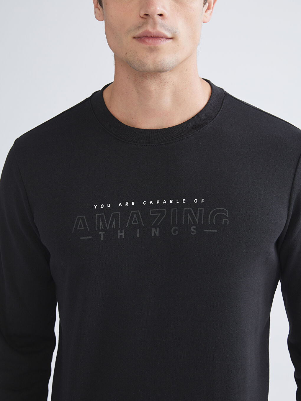 Crew Neck Printed Men's Thick Sweatshirt-4