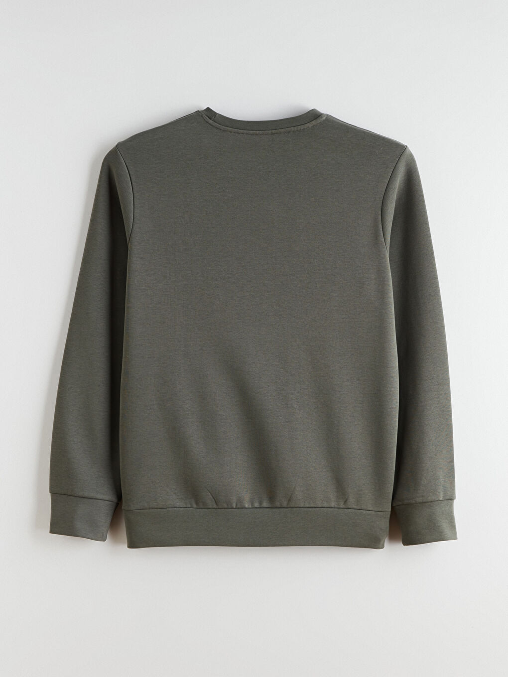 Haki Bisiklet Yaka Baskılı Erkek Kalın Sweatshirt-6