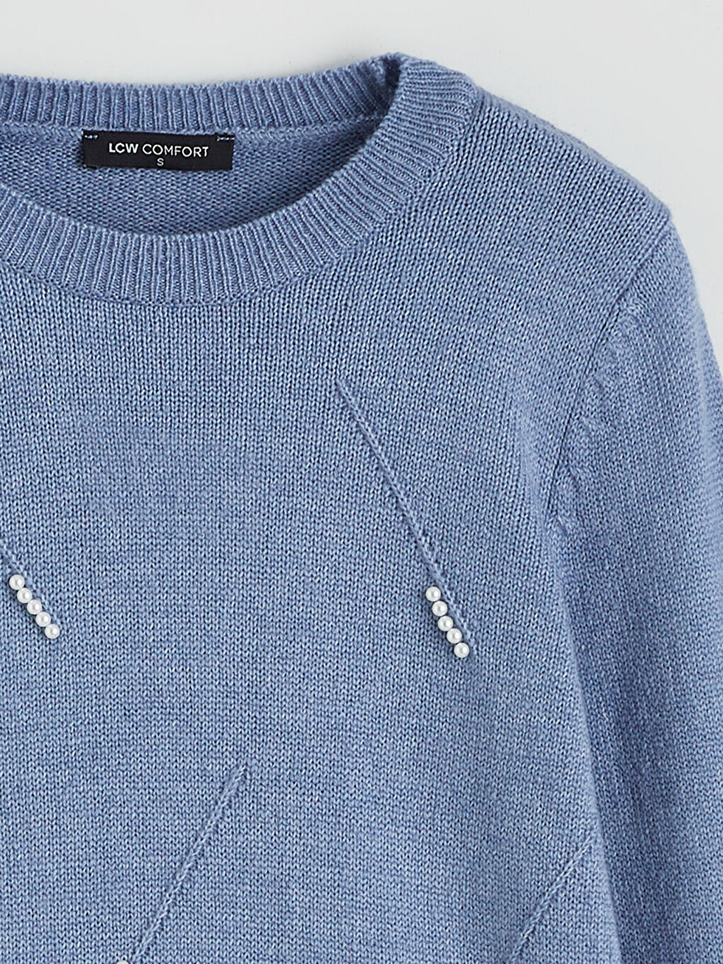Mavi Bisiklet Yaka İnci İşlemeli Kadın Triko Kazak-5