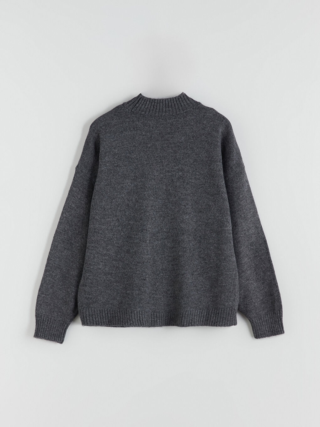 Antrasit Bisiklet Yaka İşlemeli Kadın Triko Kazak-5