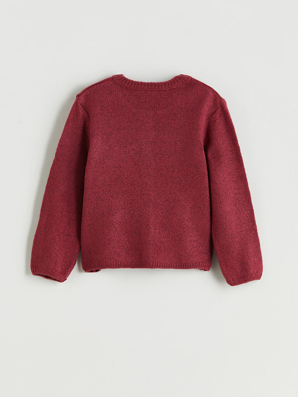 Bordo Bisiklet Yaka Kız Çocuk Triko Hırka-1