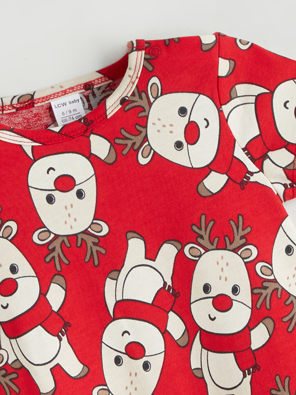 Kırmızı Bisiklet Yaka Kısa Kollu Desenli Erkek Bebek Tulum-1
