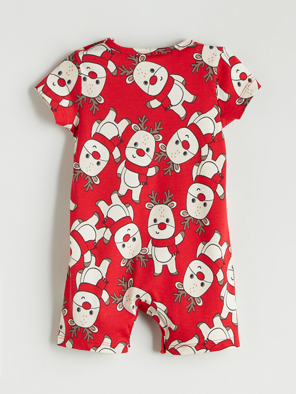 Kırmızı Bisiklet Yaka Kısa Kollu Desenli Erkek Bebek Tulum-2