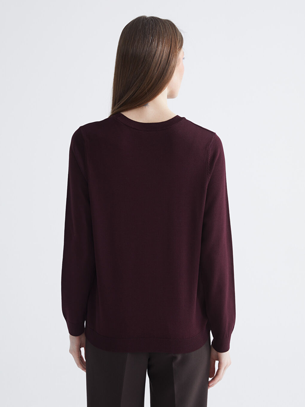 Džemper od trikotaže sa okruglim izrezom ukrašen cirkonima za žene-3