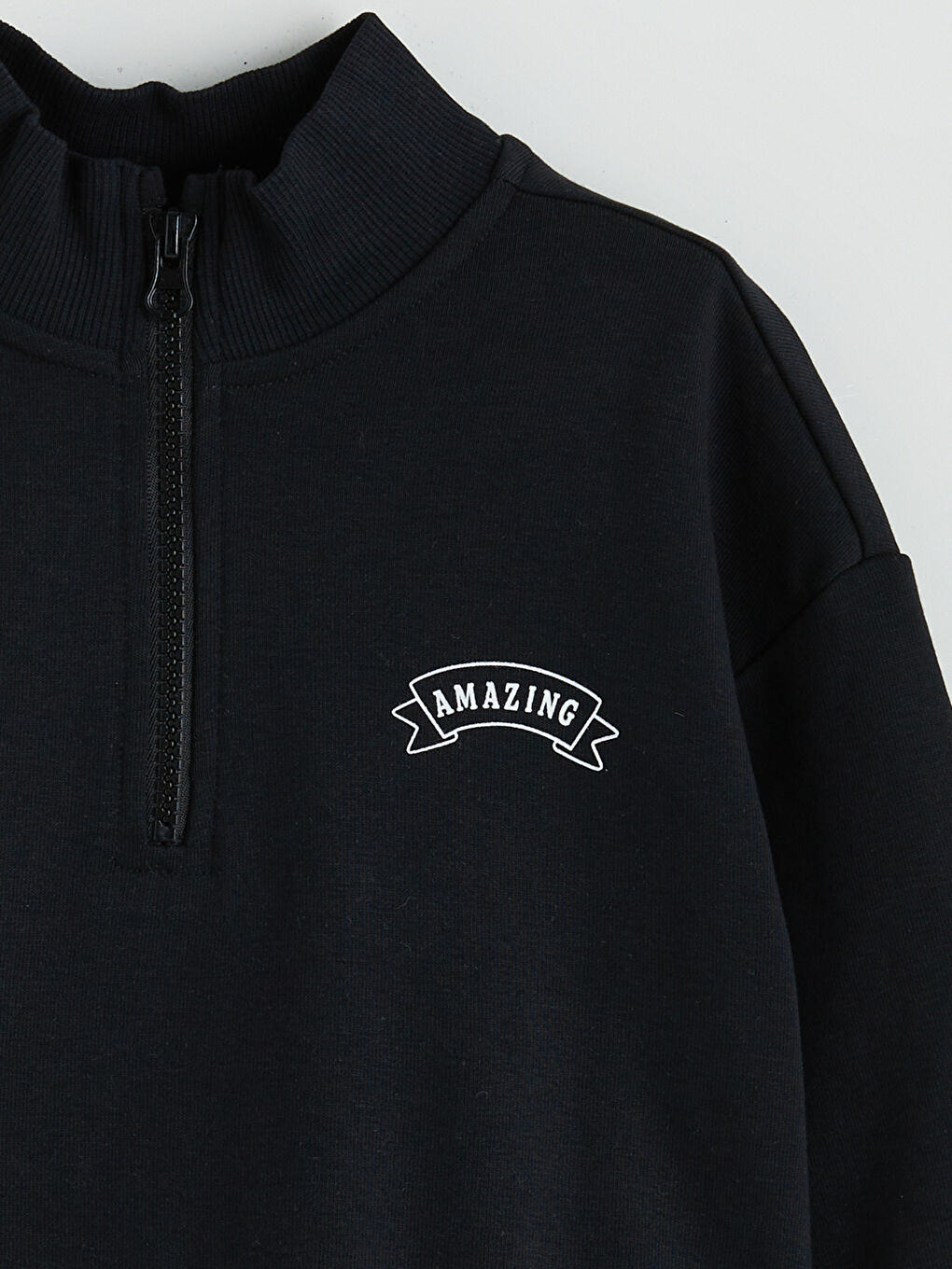 Siyah Dik Yaka Kız Çocuk Sweatshirt-2